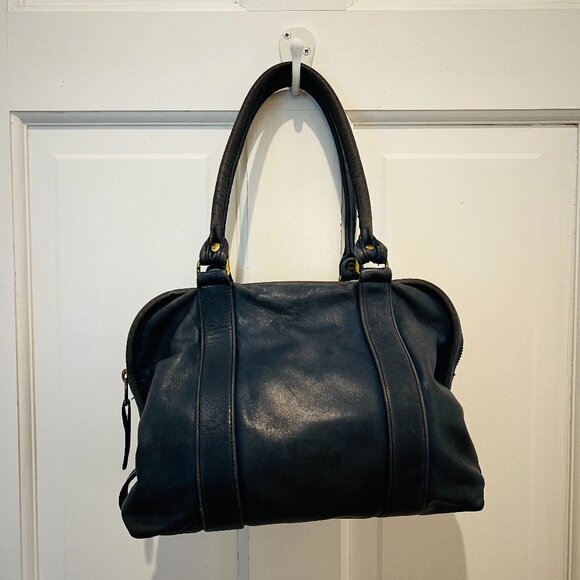 Vintage Coach 80’s Made in the USA Soft Navy Leather Satchel Doctor Bag - Picture 1 of 16